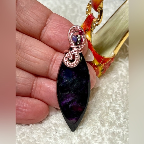 🌸💖stunning sparkly wrapped resin pendant, marquis shape - Picture 5 of 9